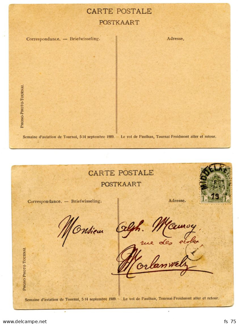 BELGIQUE - LOT DE 5 CARTES - SEMAINE D'AVIATION DE TOURNAI - SEPTEMBRE 1909