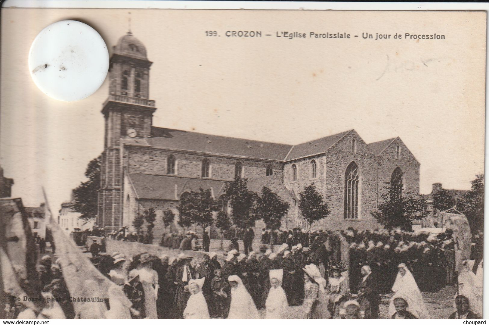 29 - Très Belle Carte Postale Ancienne De  CROZON Eglise Paroissiale Un Jour De Procession - Crozon