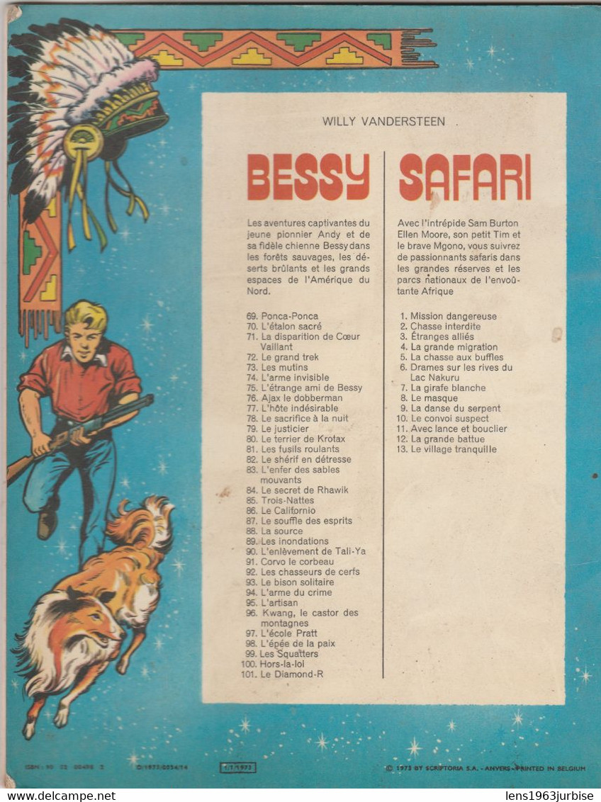 Bessy , N° 101 , Le Diamond - R  , Vandersteen , Erasme ( 1973 ) Trace Bic ( Nom ) BE - Bessy