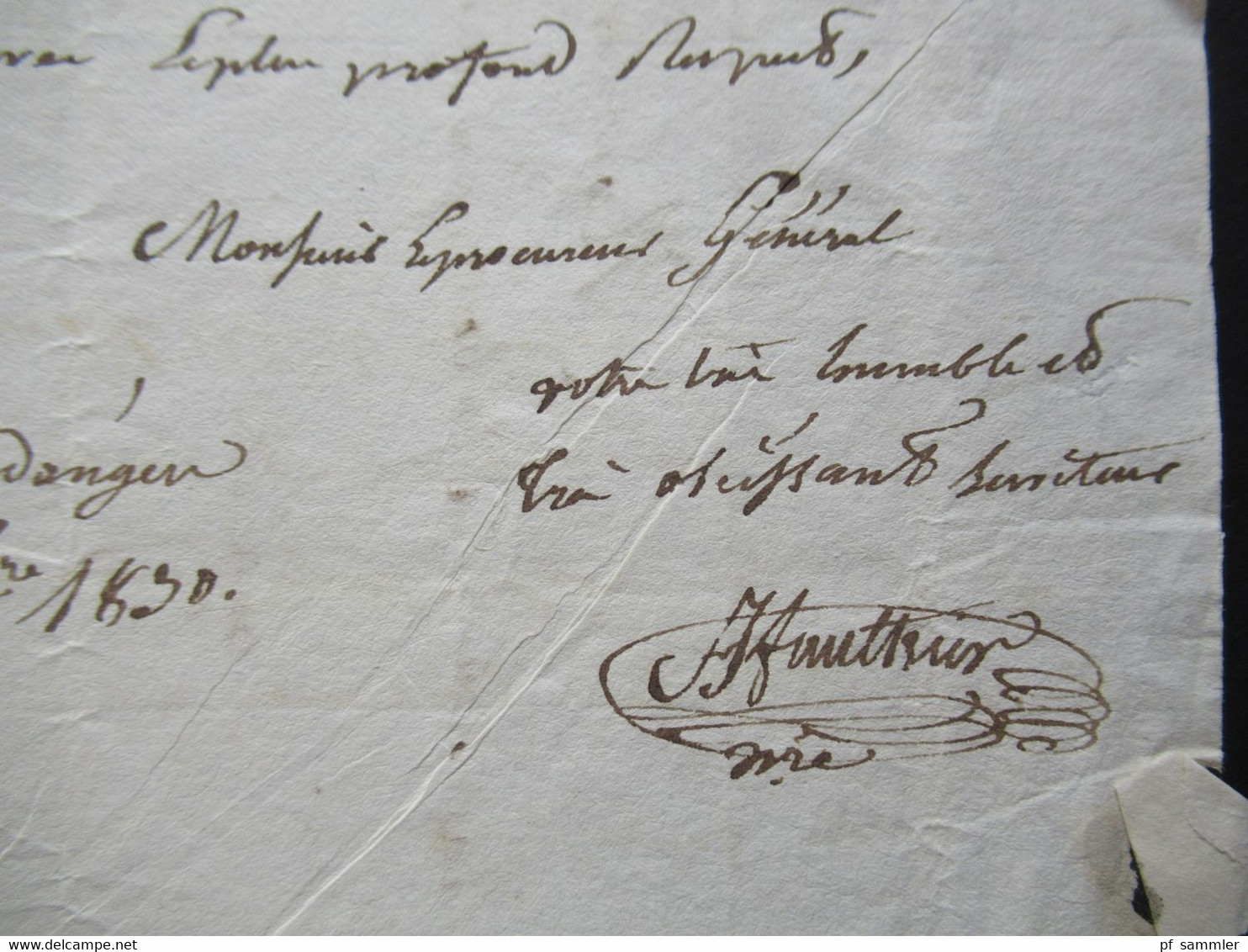 Frankreich 1830 Brief an General Jacques Charles Dubois in Angers mit Autograph / Unterschrift / Militaria