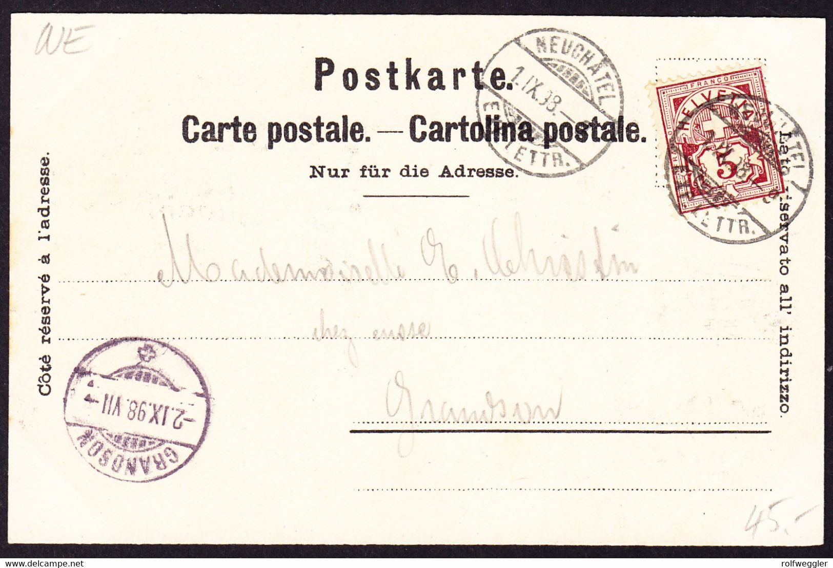 1898 Gelaufene Litho AK: Souvenir De Cressier. 5 Bildrig. Nach Grandson - Cressier