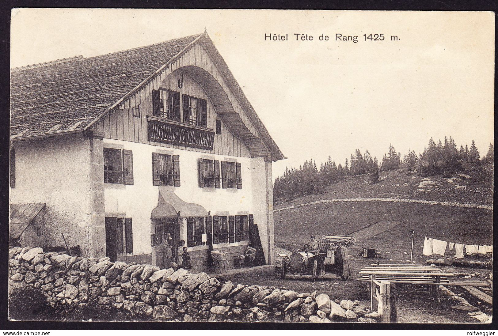 1910 Gelaufene AK: Hôtel Tête De Rang. Mit Auto. Gestempelt Fontainemelon - Fontainemelon