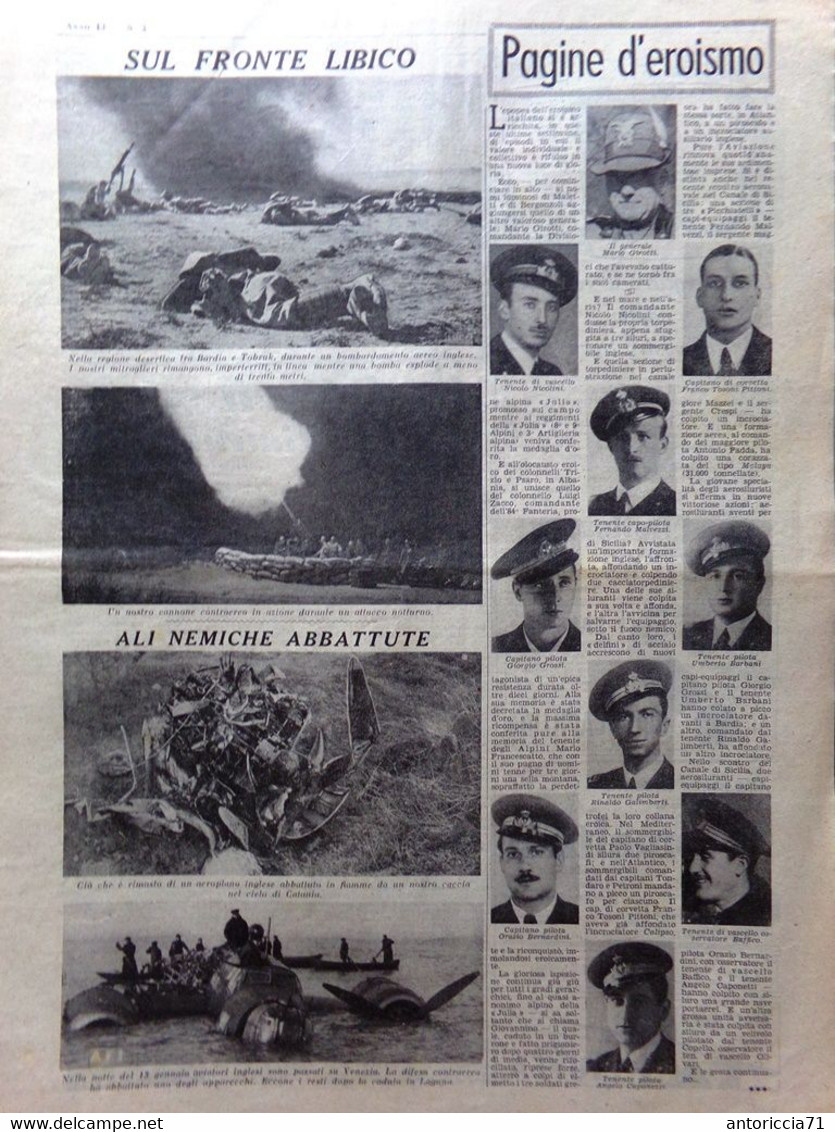 La Domenica Del Corriere 19 Gennaio 1941 WW2 Alpini Fronte Libico Irlanda Londra - Guerra 1939-45