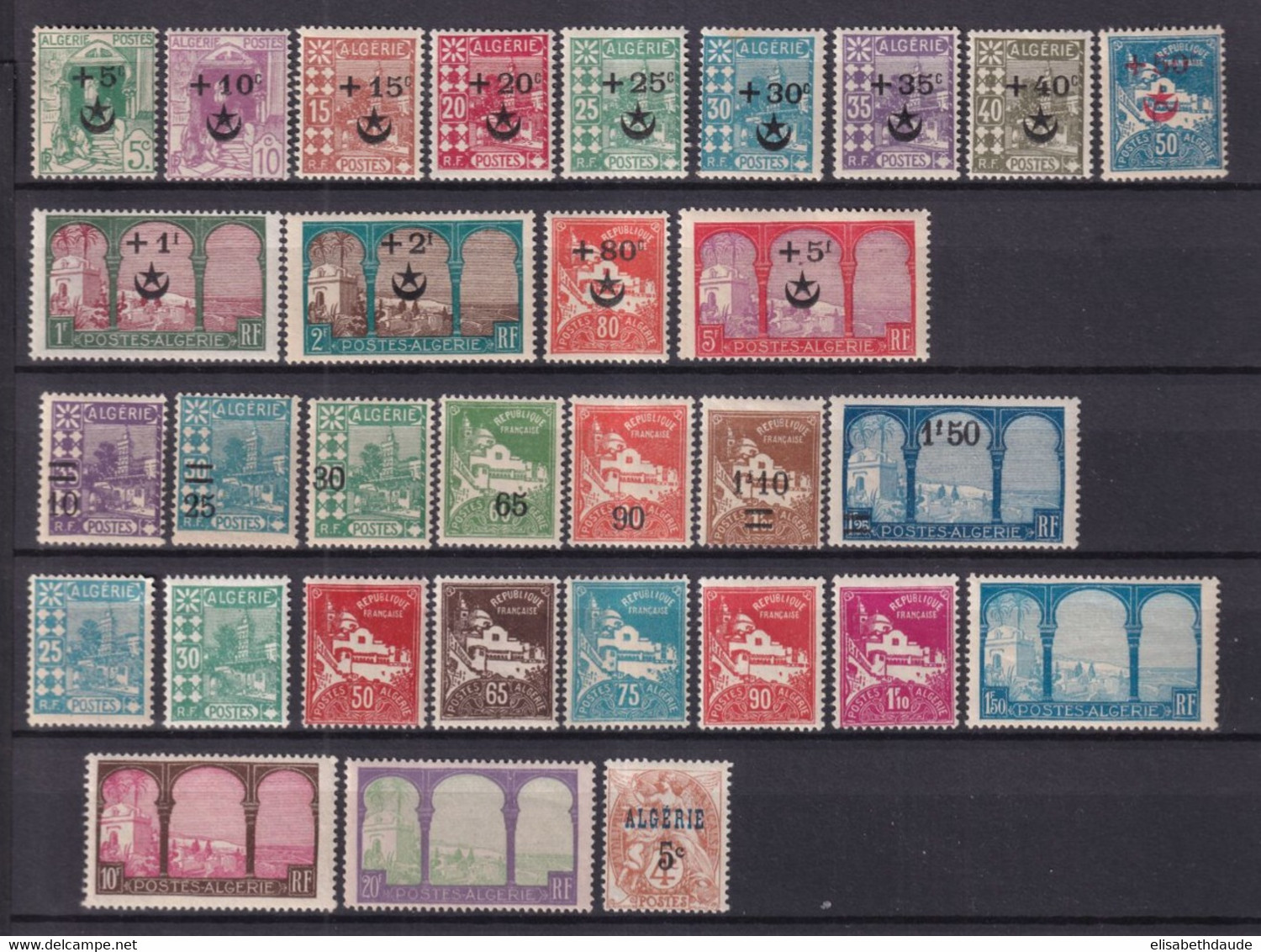 ALGERIE - ANNEE 1927 COMPLETE - YVERT N°58/86 * MLH - COTE 2022 = 258.75 EUR. - Années Complètes