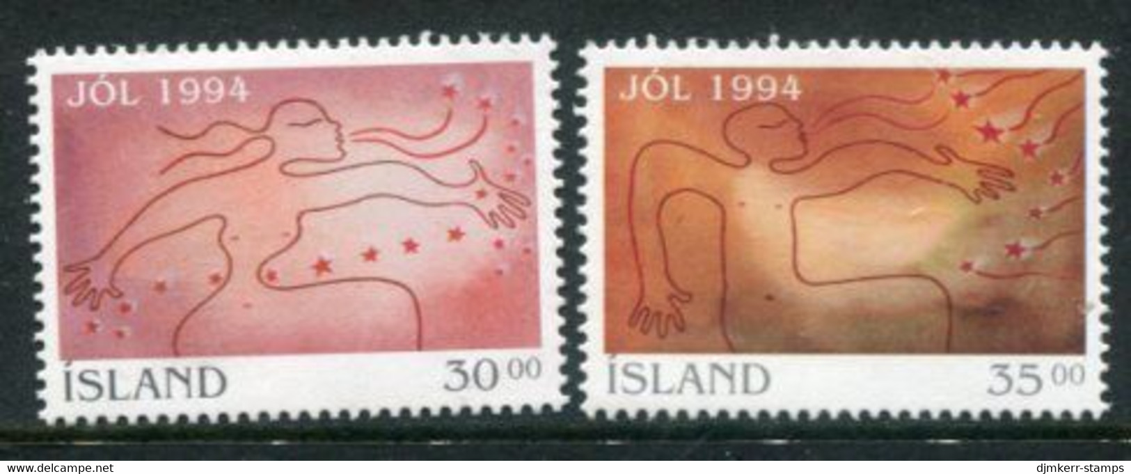 ICELAND 1994 Christmas MNH / **  Michel 816-17 - Unused Stamps