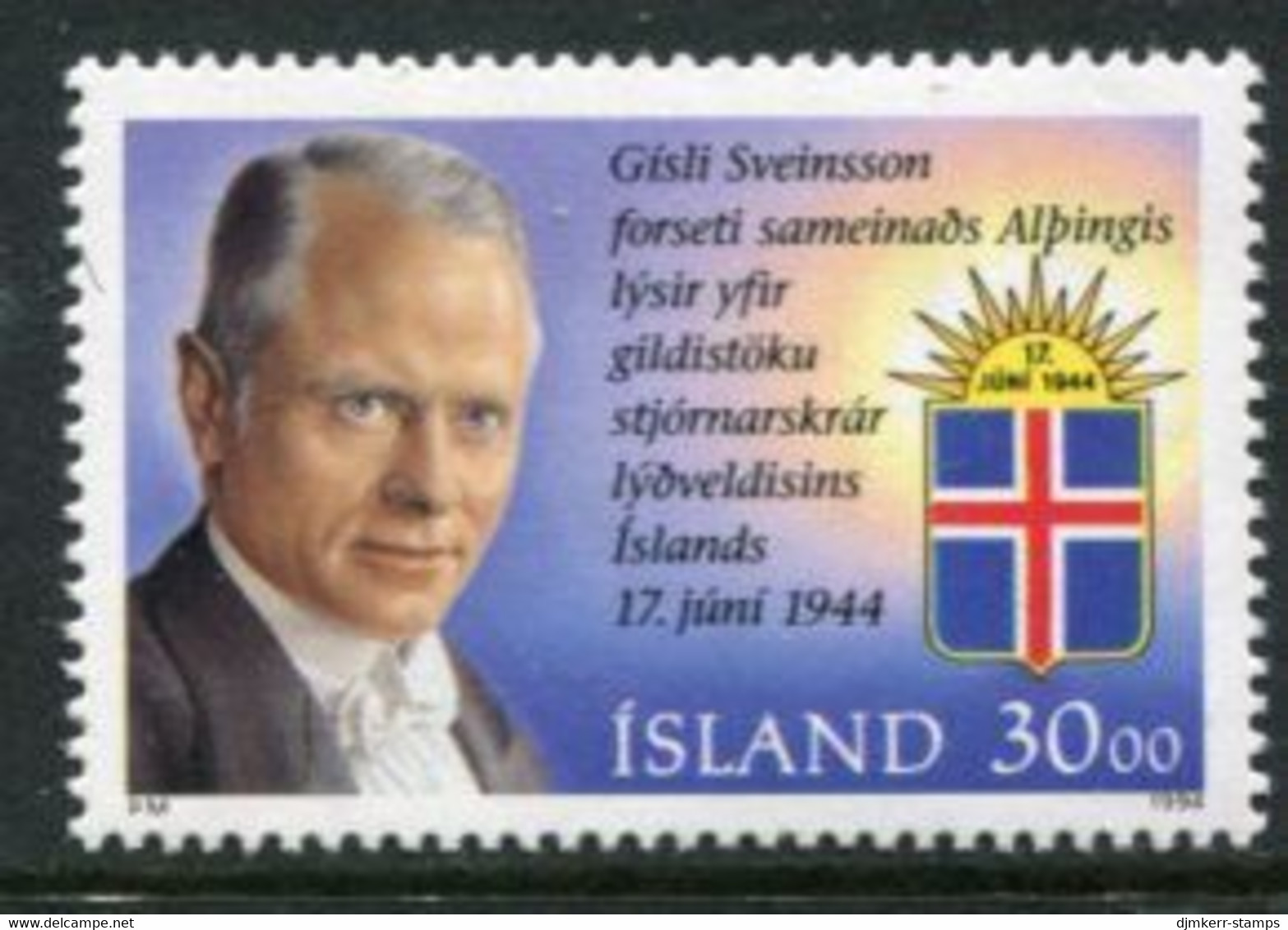 ICELAND 1994 50th Anniversary Of Republic MNH / **  Michel 807 - Nuevos
