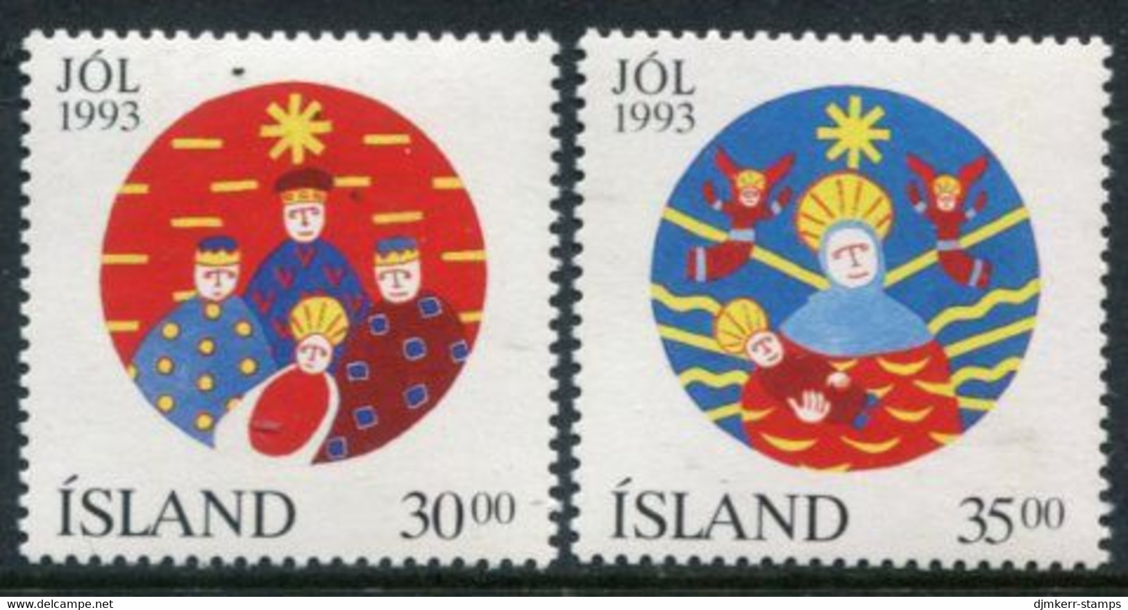 ICELAND 1993 Christmas MNH / **  Michel 795-96 - Unused Stamps