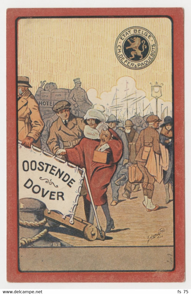 BELGIQUE - COB 138+202 SUR ENTIER CARTE POSTALE 15C VIOLET ALBERT 1ER OSTENDE-DOUER RECOMMANDE BRUXELLES EXPOSITION PHIL - Postcards 1909-1934
