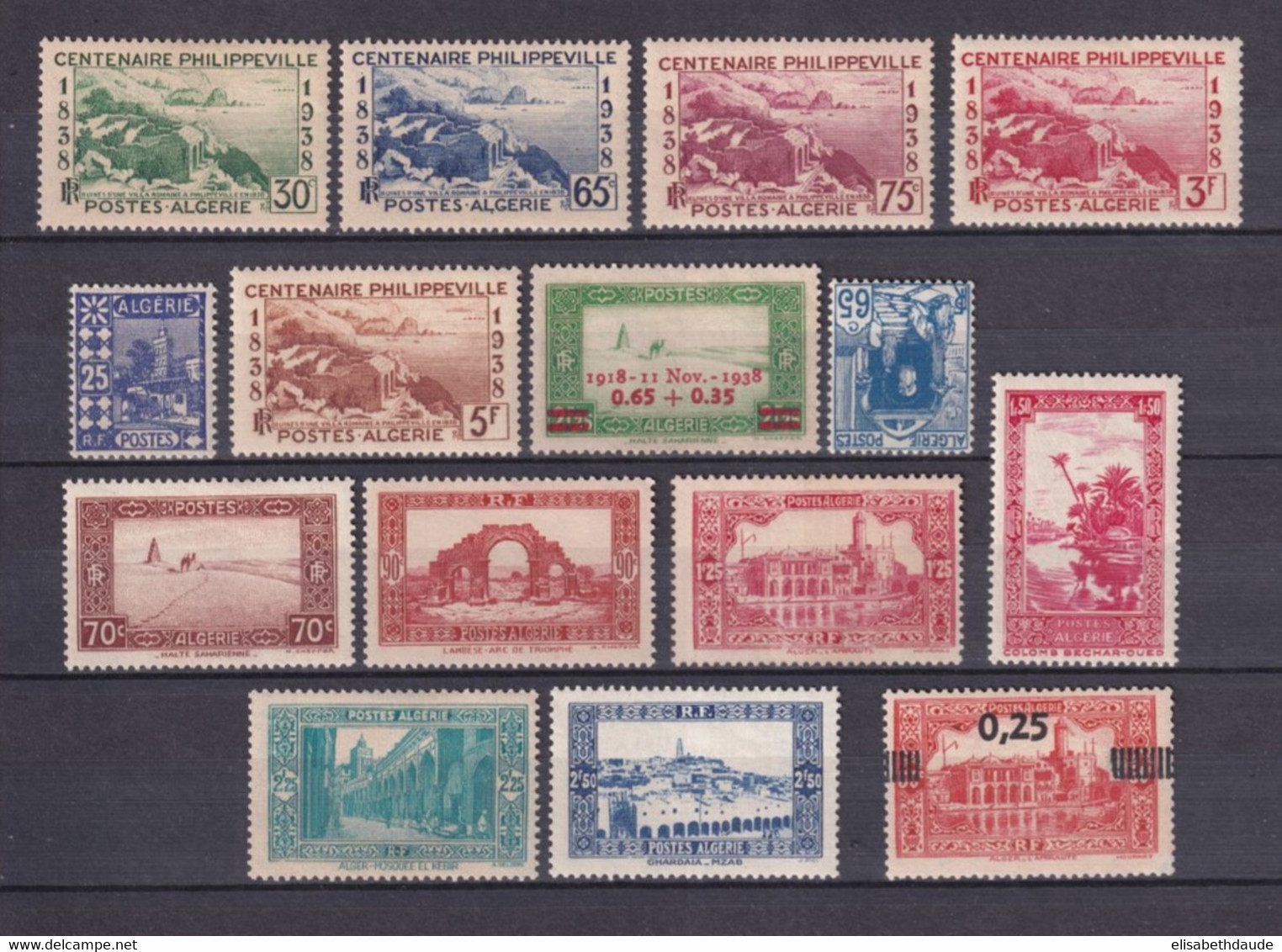 ALGERIE - ANNEE 1938 COMPLETE YVERT N° 136/148 * MLH - COTE = 26.5 EUR. - - Komplette Jahrgänge