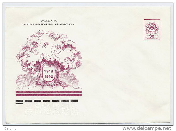 LATVIA 1990 (5 K). Oak Tree Postal Stationery Envelope Unused  Michel U1 Cat. €8 - Letonia