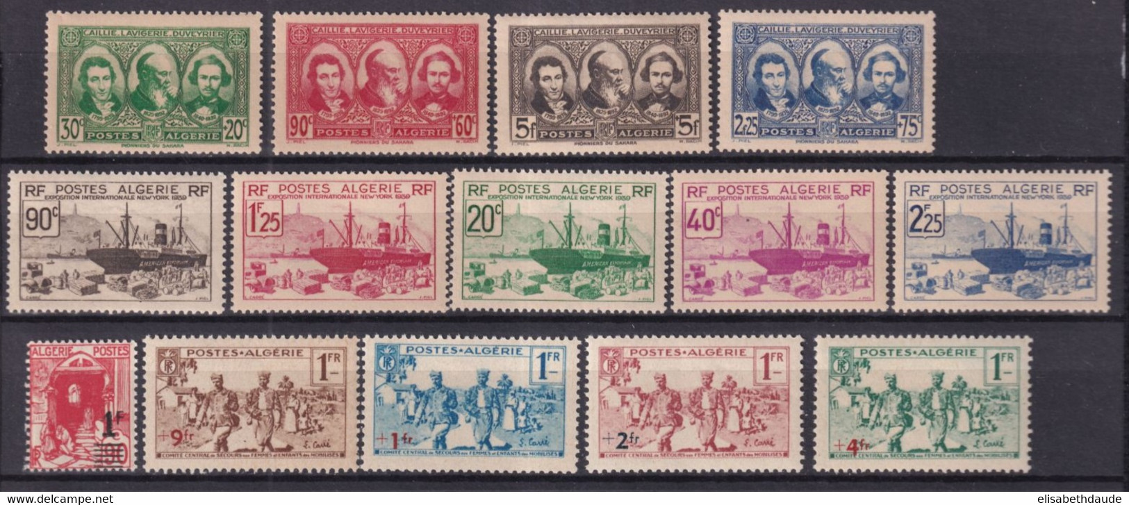 ALGERIE - ANNEE 1939 COMPLETE - YVERT N°149/162 SAUF 158A * MLH - COTE 2022 = 94.5 EUR. - Annate Complete