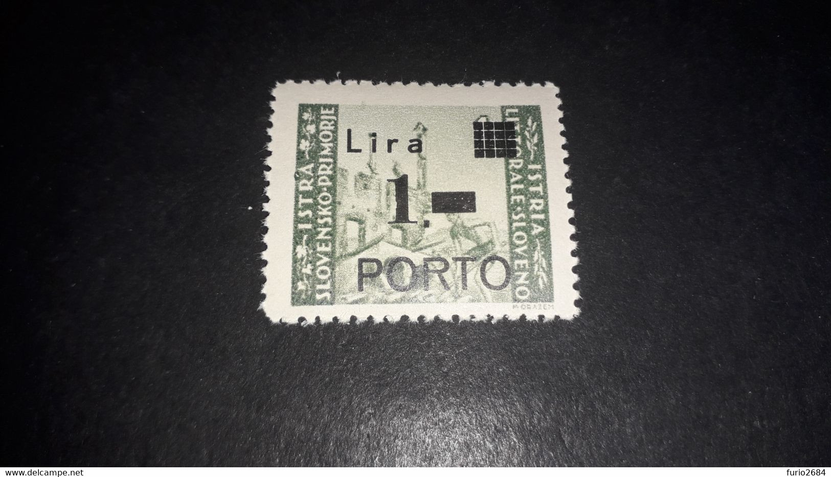 04AL10 OCCUPAZIONE STRANIERE ISTRIA LITORALE SLOVENO 1946 SEGNATASSE NUOVI VALORI SOPRASTAMPATI LIRE 1 SU 1L. (1) "XX" - Occup. Iugoslava: Litorale Sloveno