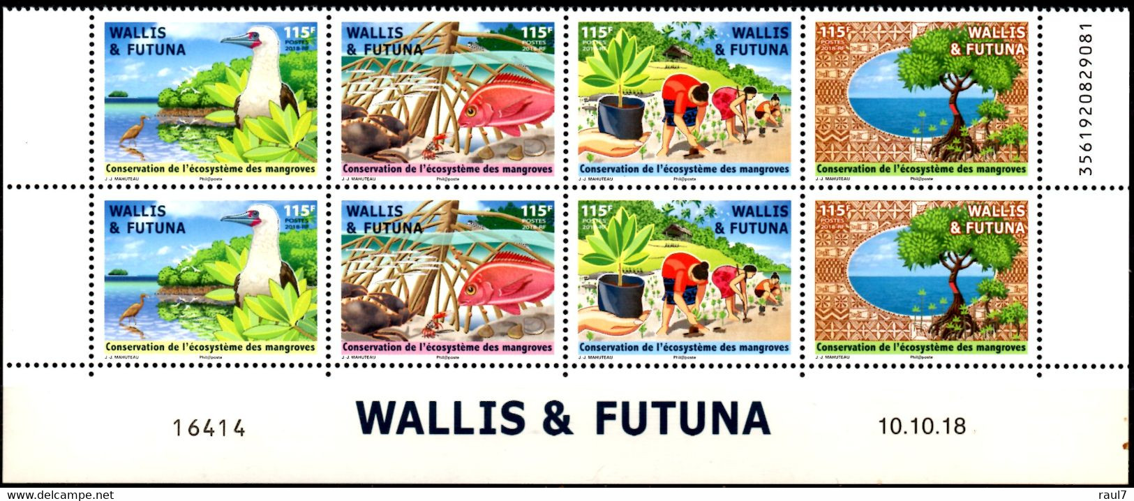 Wallis Et Futuna 2018 - Faune Et Flore, Conservation De L'écosystème - Bloc De 8 Avec Coin Daté Neufs - Neufs