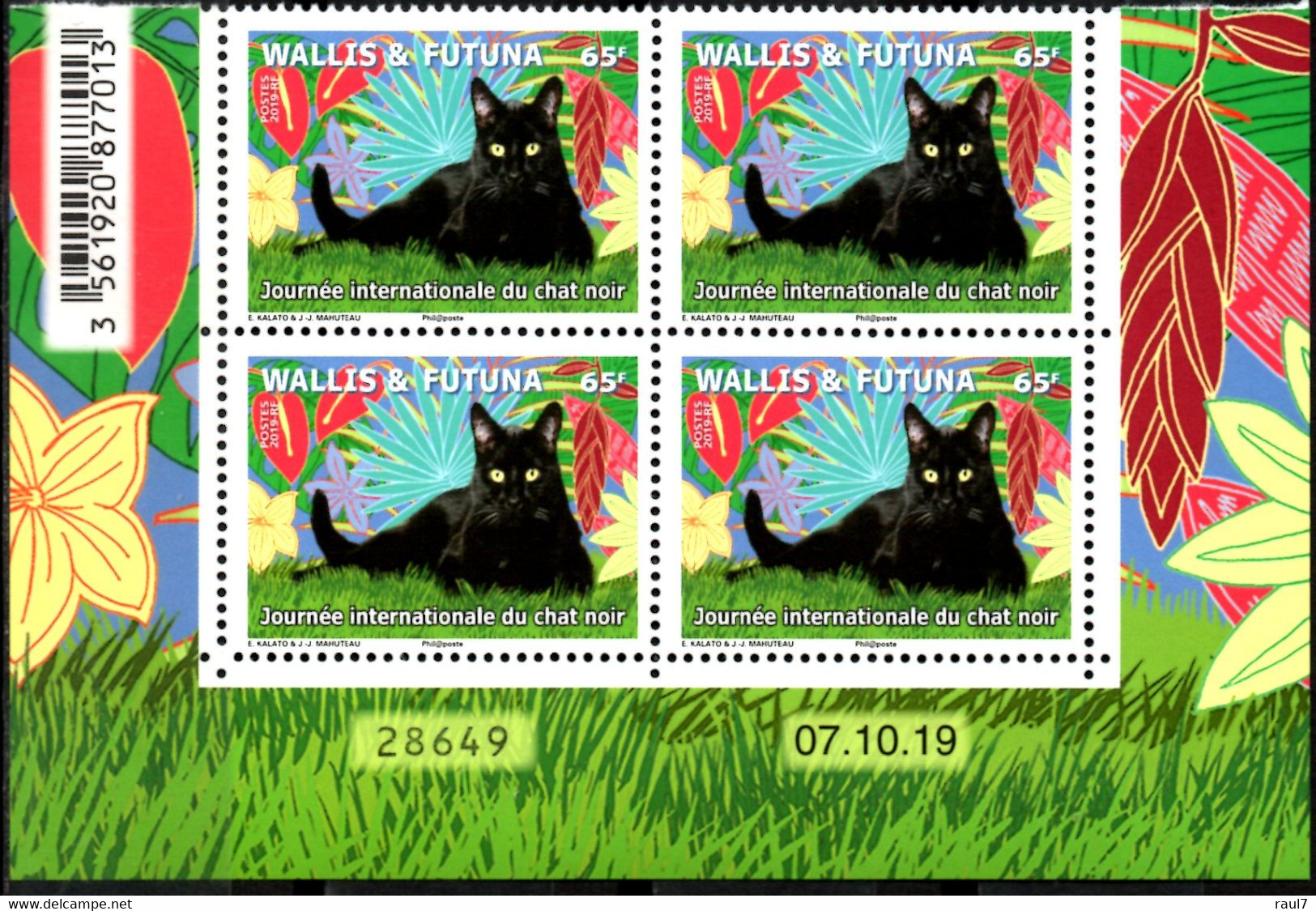 Wallis Et Futuna 2019 - Chat Noir - Bloc De 4 Avec Coin Daté Neufs - Neufs