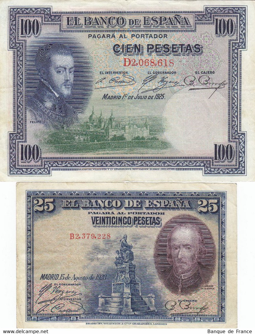 ESPAGNE - ESPANA - 2 Billets 25 Et 100 Pesetas P.069c Et P.074b - Other & Unclassified