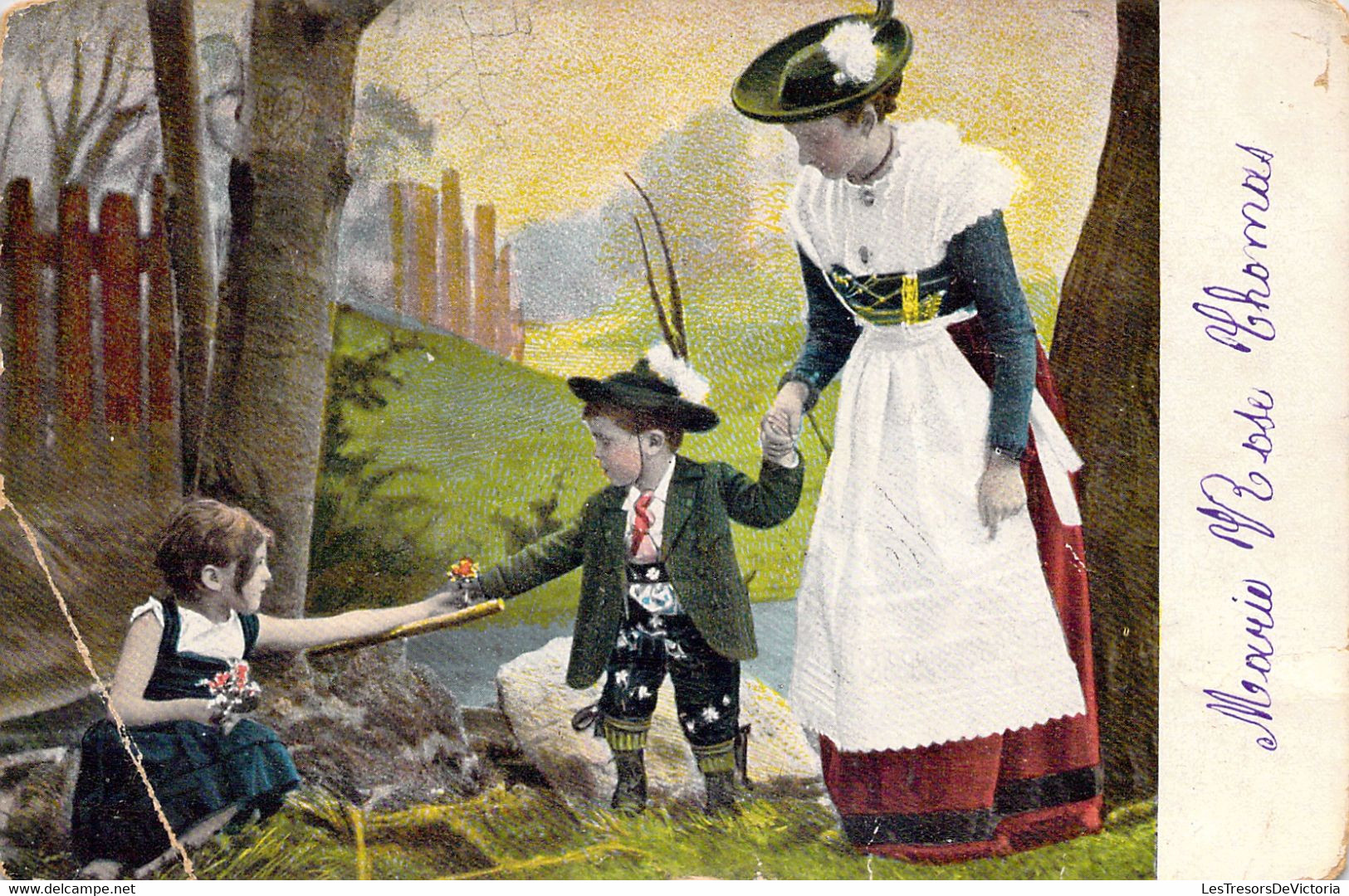 CP Gravure Illustration Enfants  - Oblitération étoile Relai * LANEFFE * 1904 - NIPA 300 - Postmarks With Stars