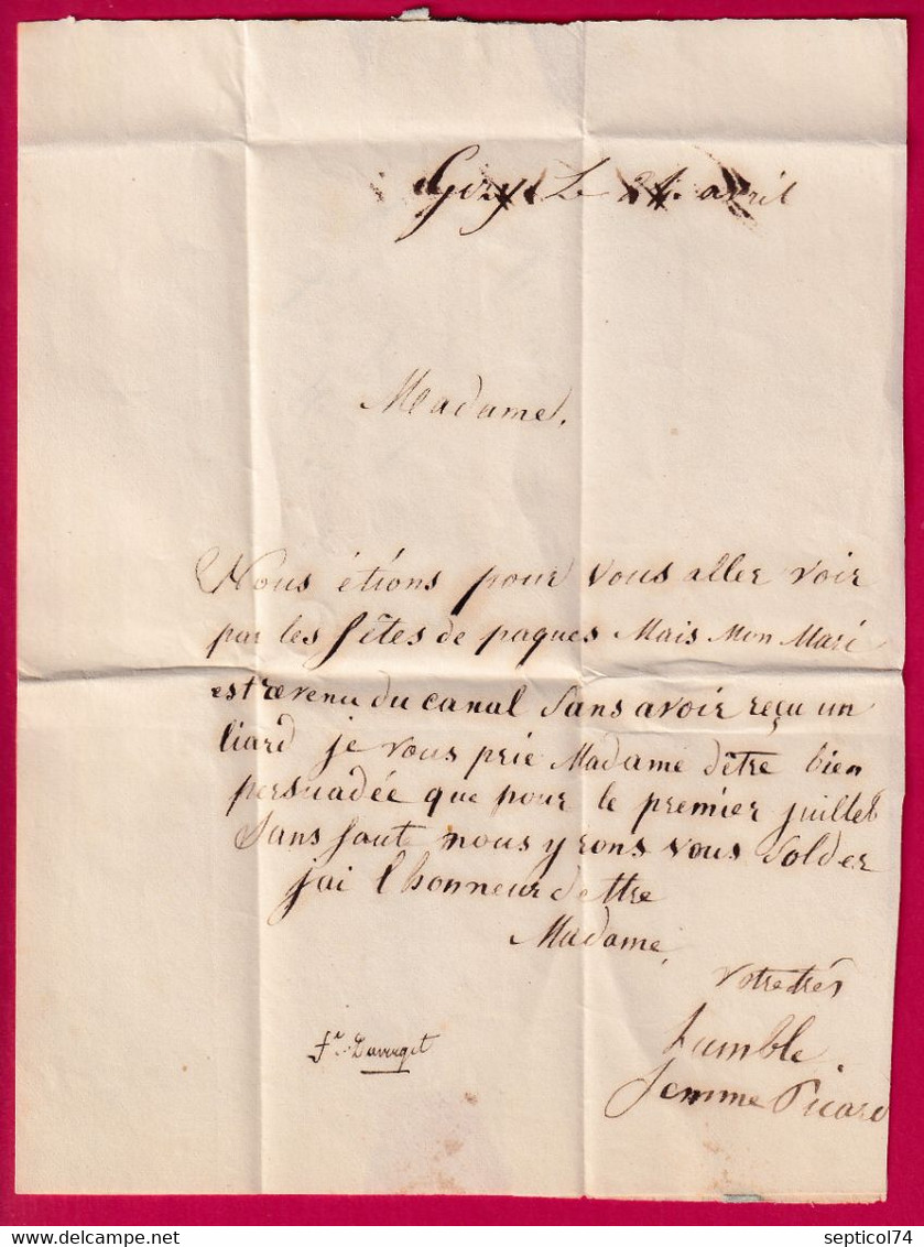 CAD TYPE 14 LAON AISNE TAXE LOCALE 1 CL ROUGE BOITE RURALE F GIZY POUR LAON LETTRE COVER FRANCE - 1801-1848: Precursors XIX