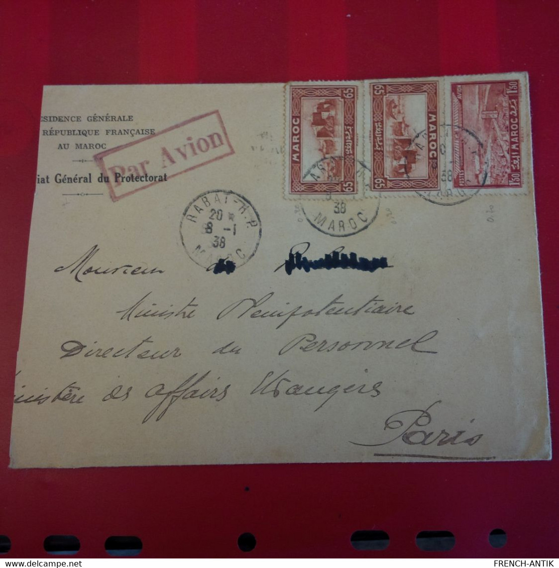 LETTRE MAROC RABAT POUR PARIS PAR AVION - Lettres & Documents