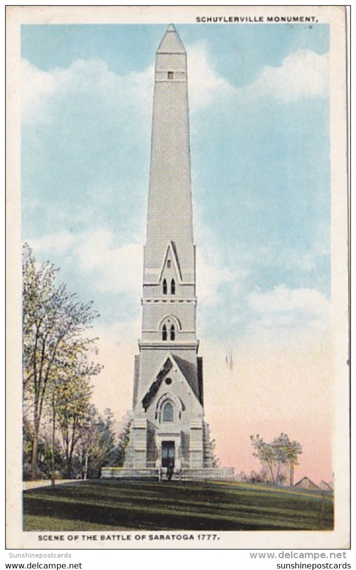 New York Saratoga Springs Schuylerville Monument 1920 Curteich - Saratoga Springs