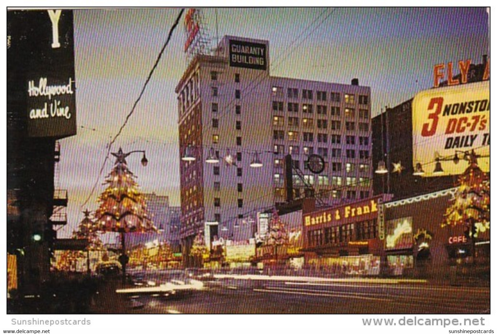 California Hollywood Night Scene At Hollywood And Vine 1958 - Los Angeles