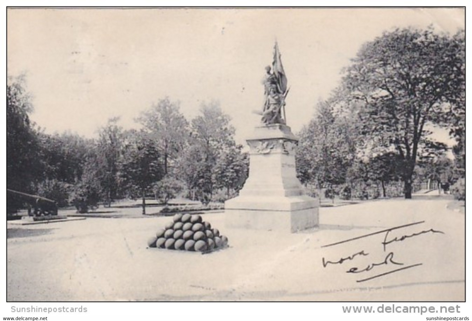 Indiana Fort Wayne Monument And Canon Balls 1906 Rotograoh - Fort Wayne