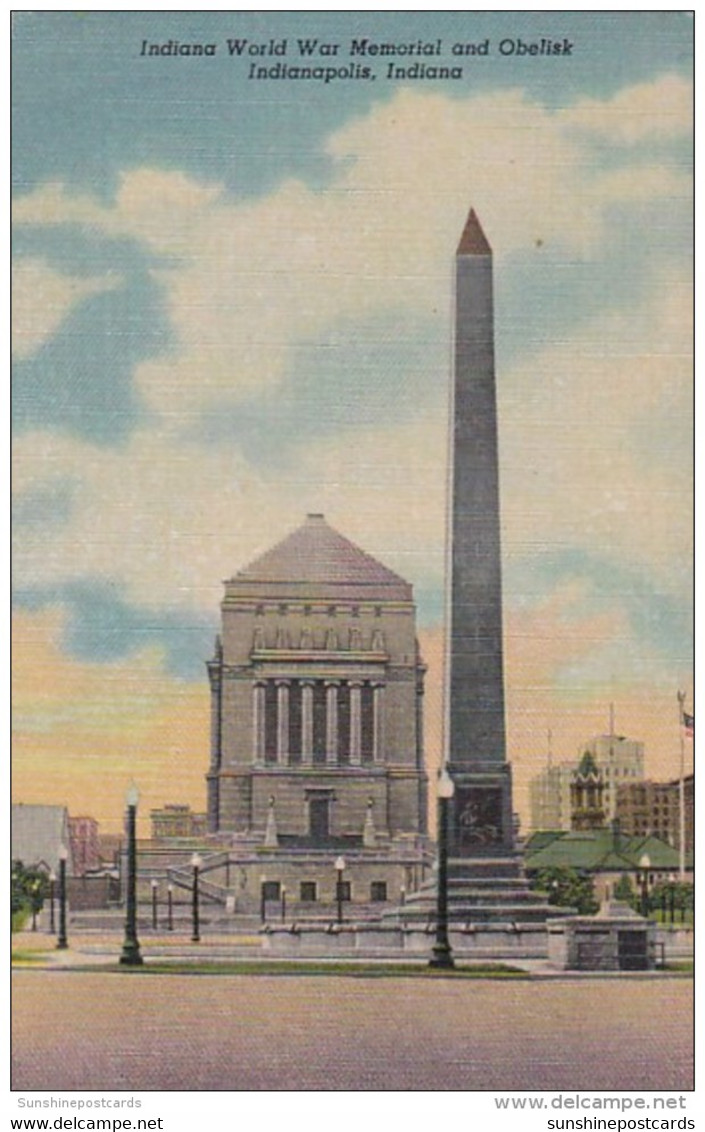 Indiana Indianapolis Indiana World War Memorial And Obelisk Curteich - Indianapolis