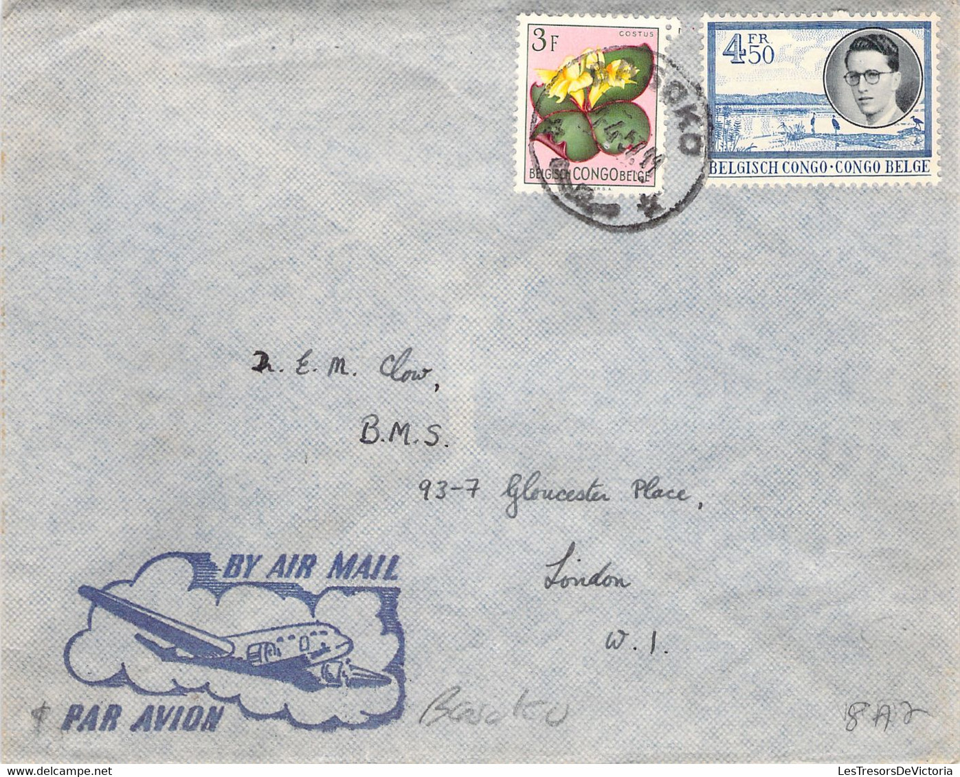 Congo Belge COB 314 Et 331 Sur Lettre  - Oblitération à Basoko à Destination De London - Par Avion - - Covers & Documents