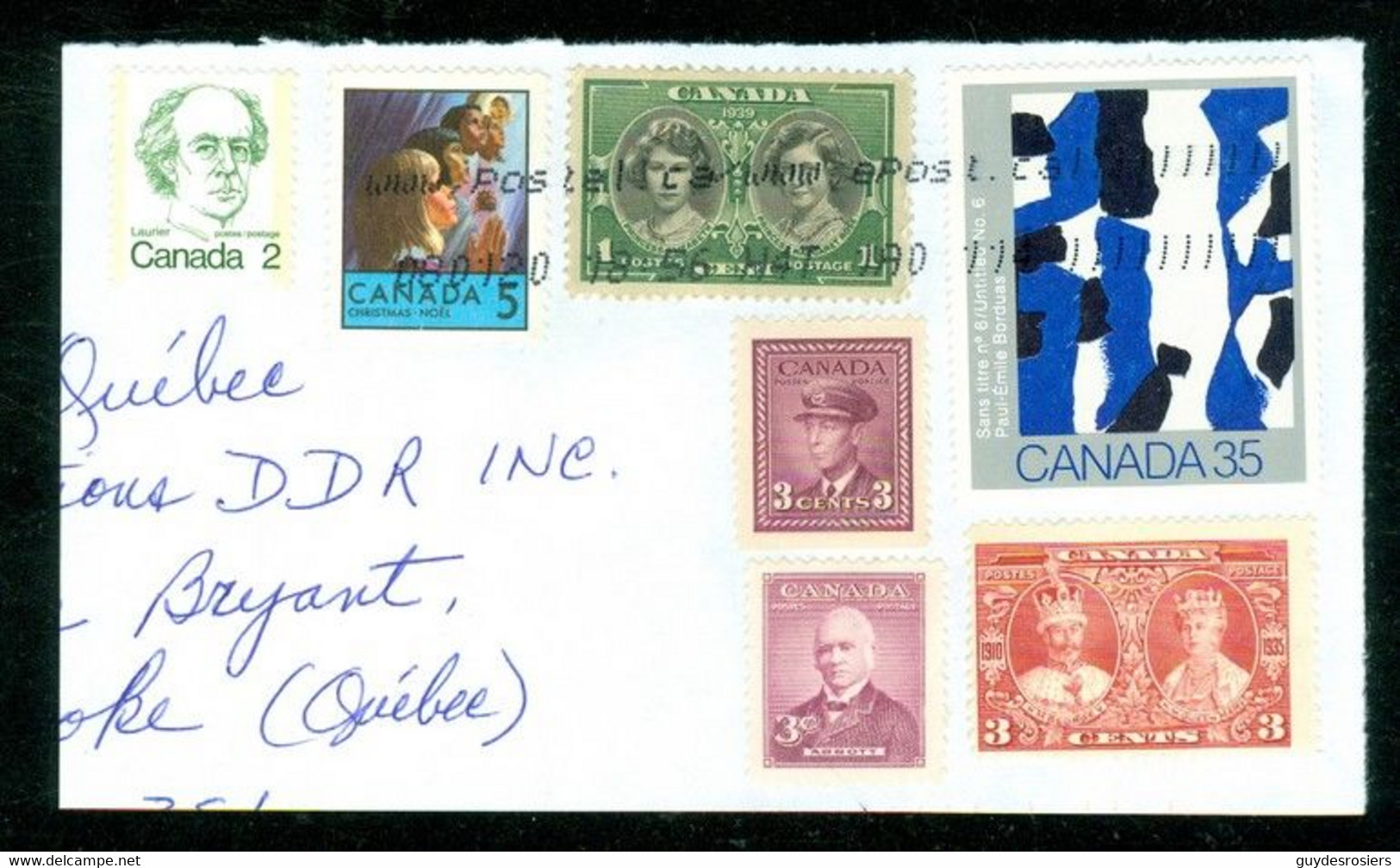 Peintre BORDUAS, Paintor. Timbres Canadiens Variés, Usagés Sur Enveloppe / Various Cdn Stamps, Used On Envelope (9099) - Other & Unclassified