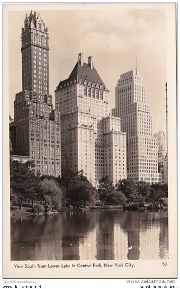 New York City View South From Lower Lake In Central Park Real Photo - Parchi & Giardini