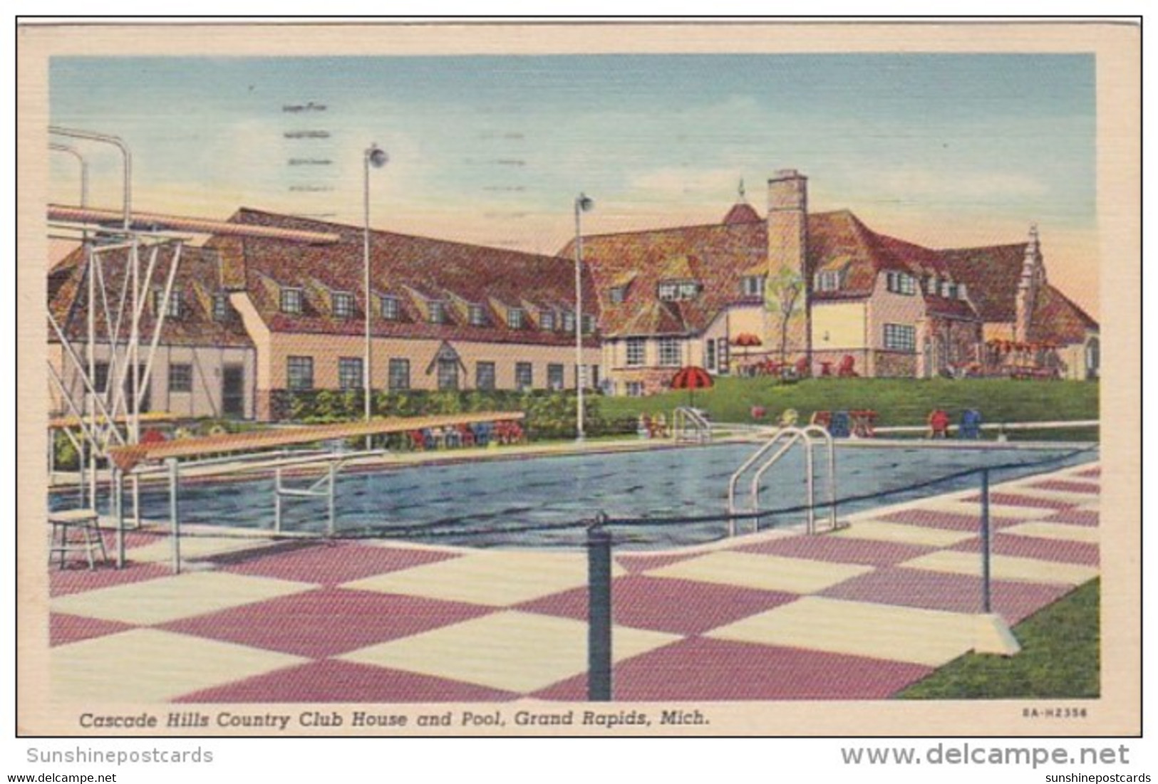 Michigan Grand Rapids Cascdae Hills Country Club And Swimming Pool 1943 Curteich - Grand Rapids