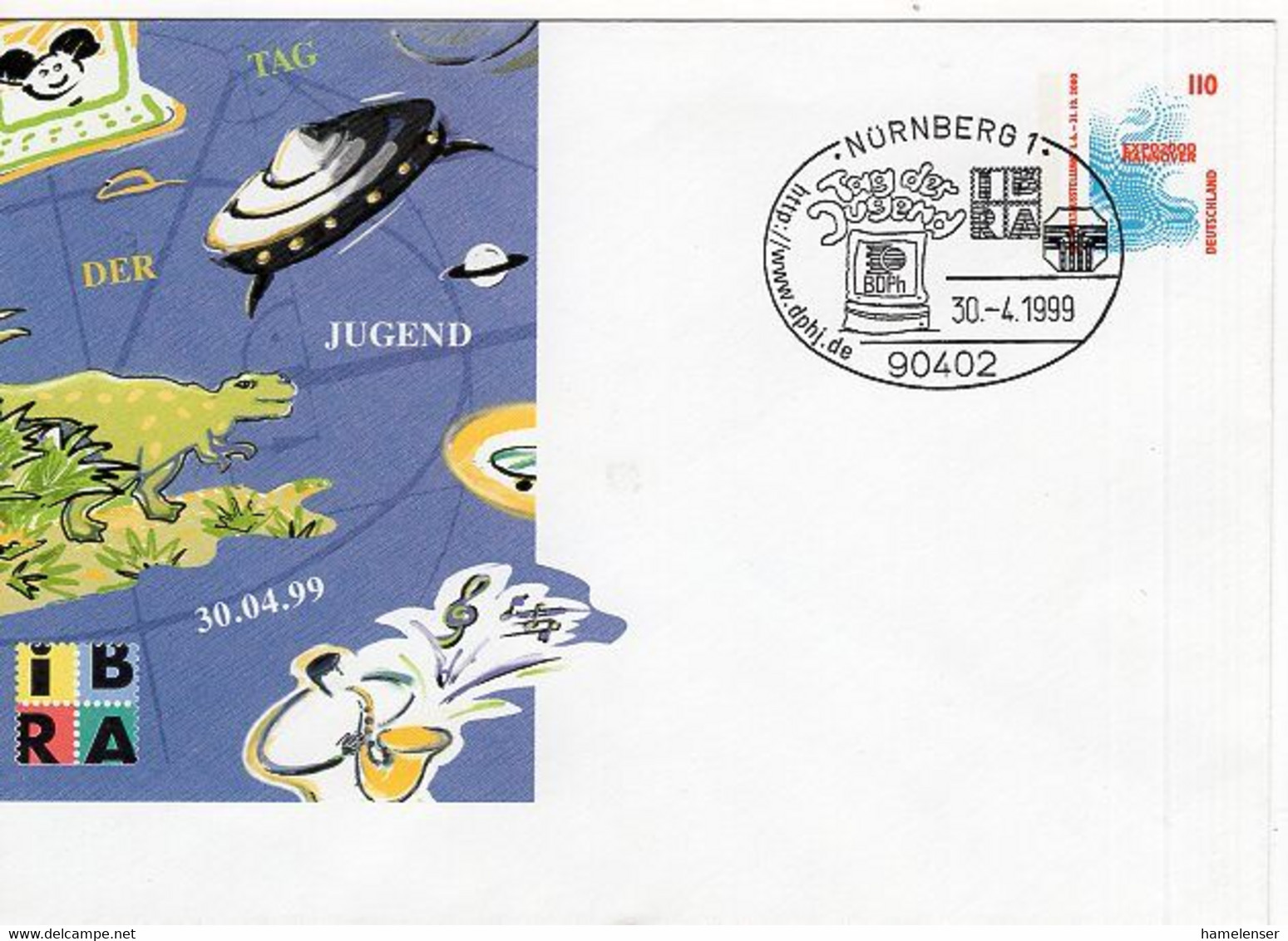 51613 - Bund - 1999 - 110Pfg SWK PGAUmschl "IBRA" NUERNBERG - IBRA TAG DER JUGEND ... - Philatelic Exhibitions