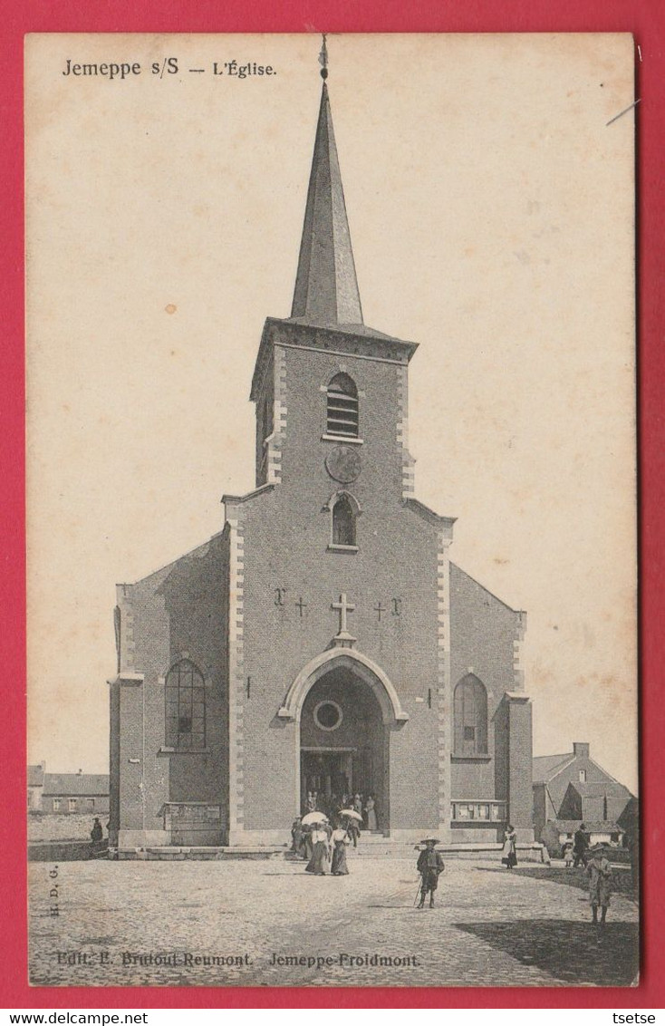 Jemeppe S / Sambre - L'Eglise ... Sortie De Messe - 1908 ( Voir Verso ) - Jemeppe-sur-Sambre