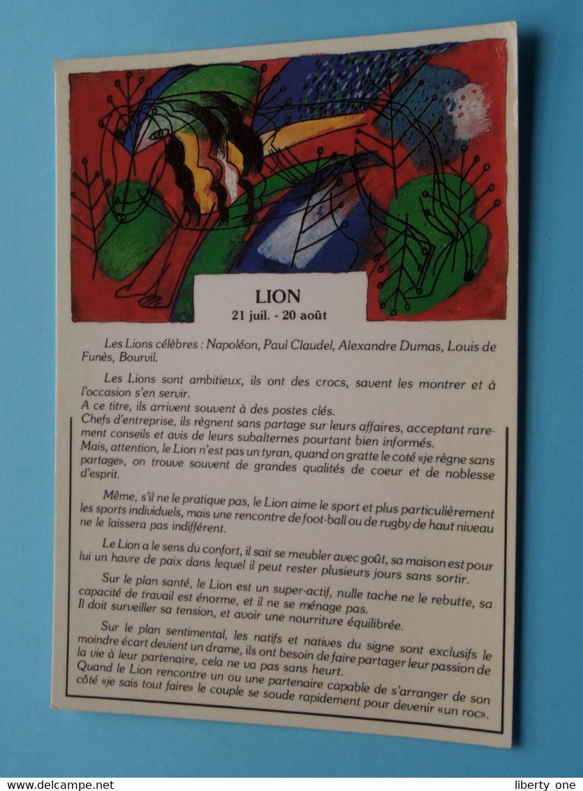 LION > Dessin De : A M Boucher ( Edit. GENDRE ) Anno 19?? ( Zie / Voir Photo ) ! - Astronomie