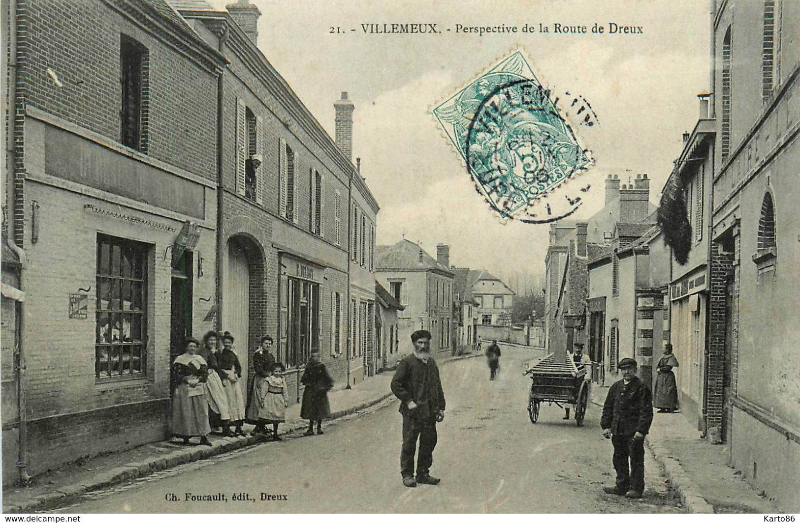 Villemeux * Débit De Tabac Tabacs TABAC , Perspective De La Route De Dreux * 1906 - Villemeux-sur-Eure