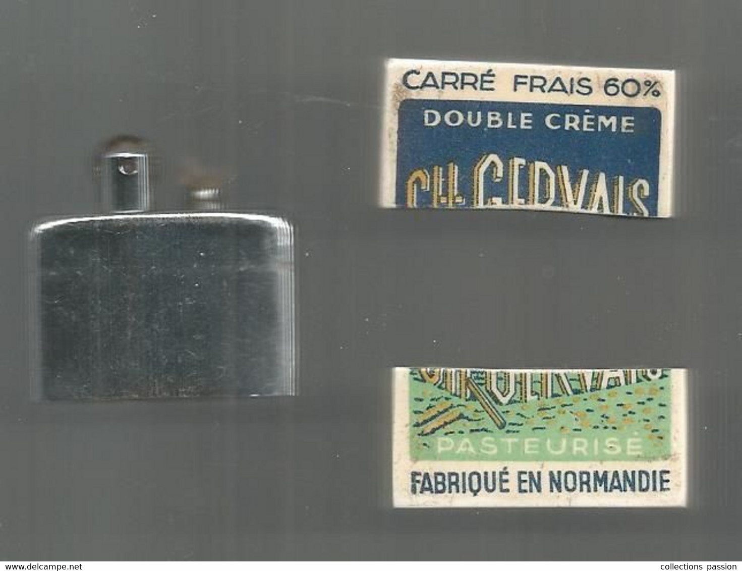 BRIQUET PUBLICITAIRE ESSENCE, Carré Frais ,double Crême, Fromage CH. GERVAIS , 3 Scans , Frais Fr 2.75 E - Autres & Non Classés