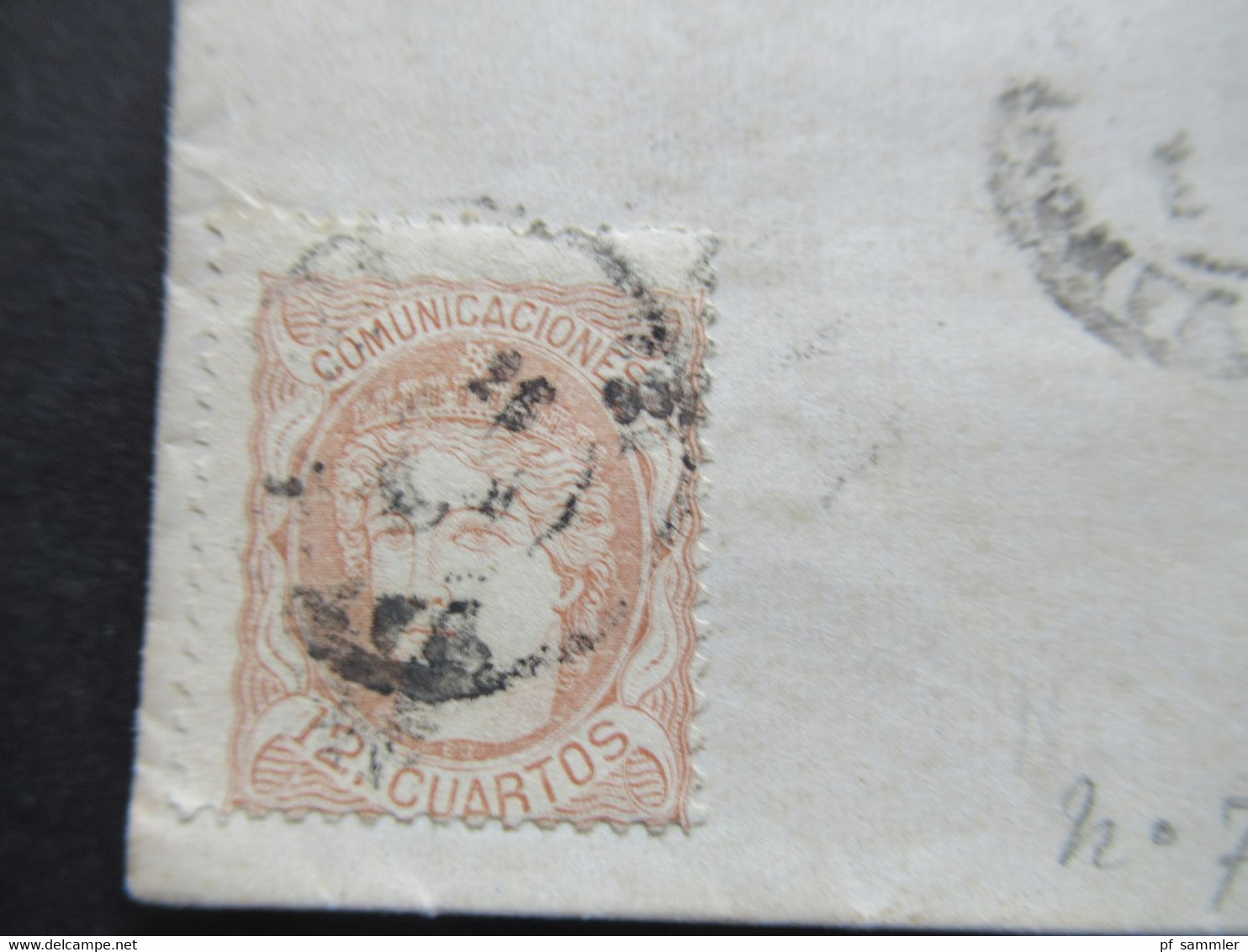 Spanien 23.3.1871 Michel Nr.107 EF Blauer Stempel PD Und K2 Espagne AMB Cette A Tar C Sarragone - Marseille - Storia Postale