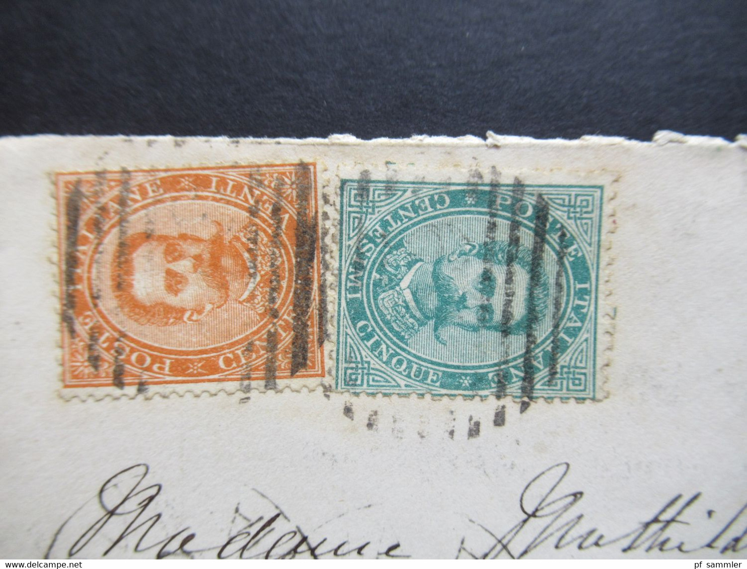 Italien 1880 König Umberto I. Nr.37 Und 39 Genova - Annecy Roter Stempel K2 Italie Annecy - Marcophilie