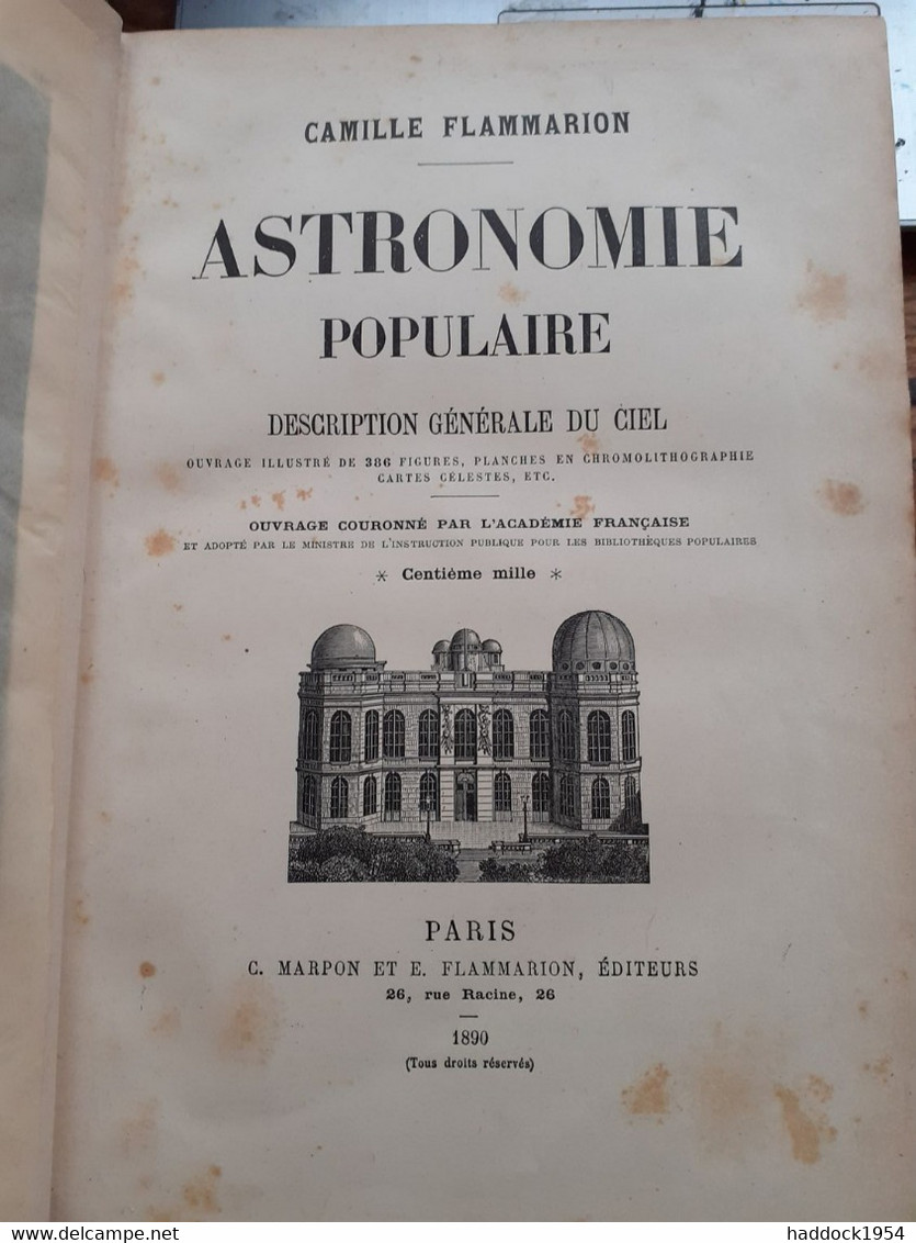 Astronomie Populaire CAMILLE FLAMMARION Marpon Et Flammarion 1890 - Astronomía