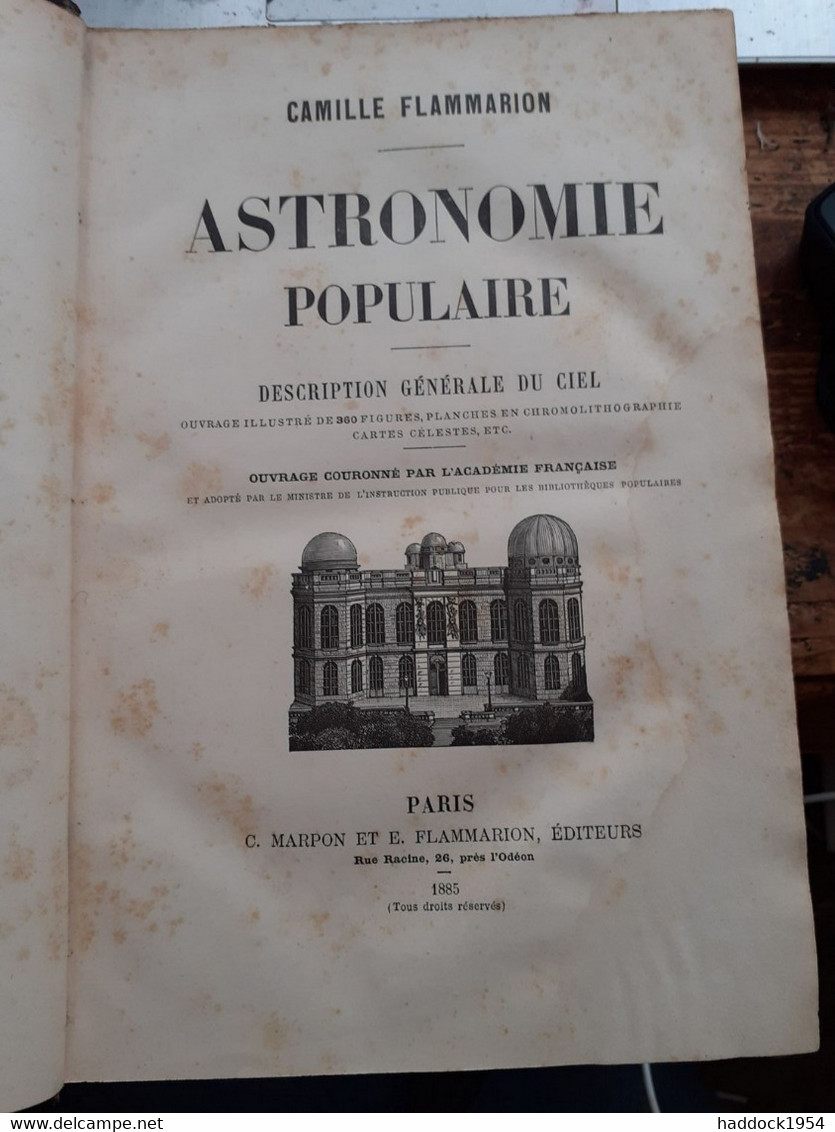 Astronomie Populaire CAMILLE FLAMMARION Marpon Et Flammarion 1885 - Astronomie