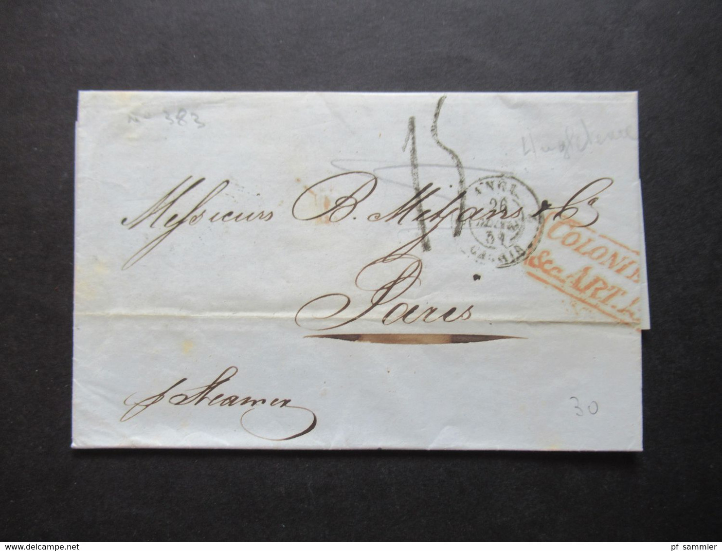 USA / Cuba Havana Forwarded Letter / Shippost 22.2.1851 Schiffspost Roter Ra 2 Colonies Faltbrief Mit Inhalt Nach Paris - Vorphilatelie