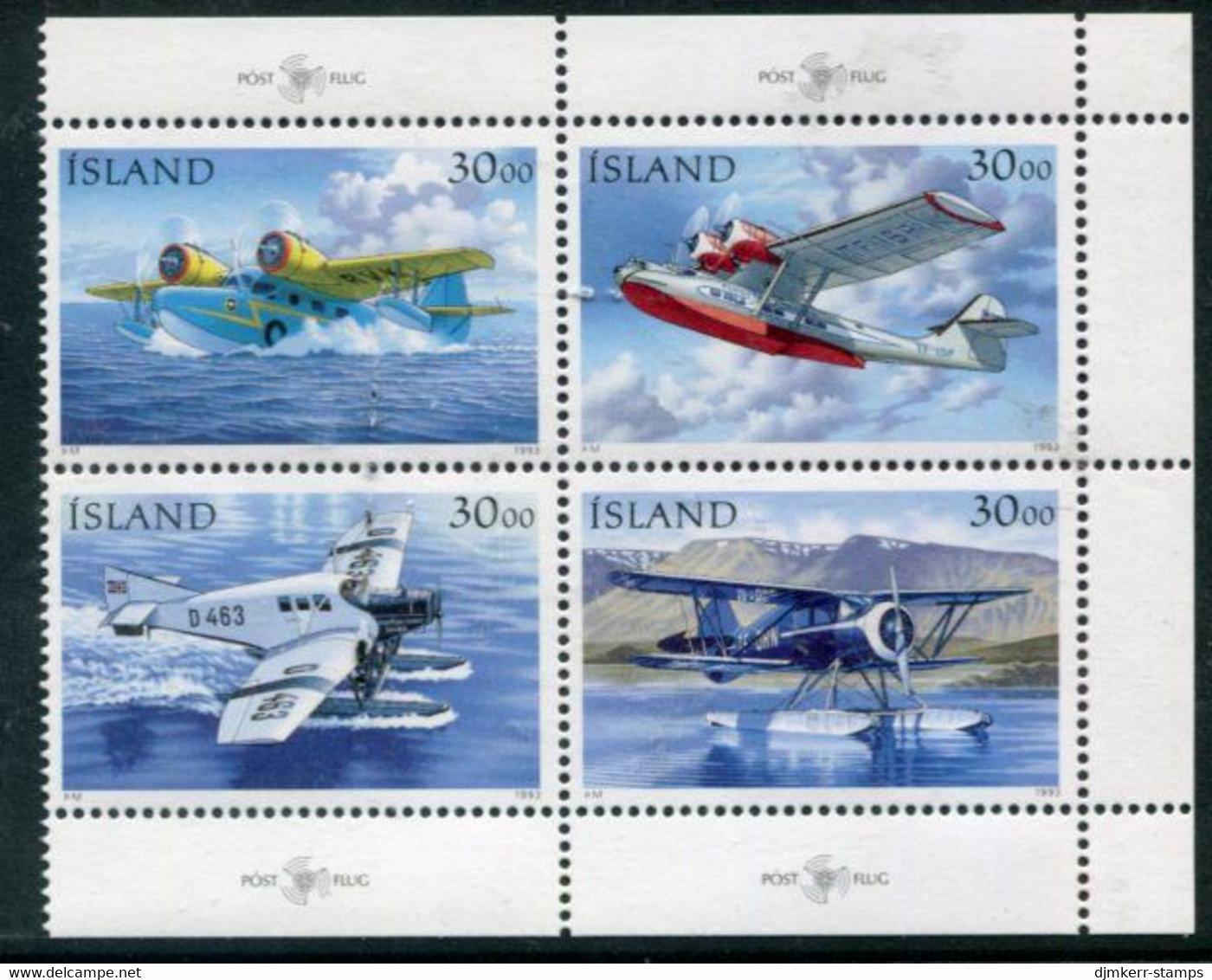 ICELAND 1993 Stamp Day: Mail Planes MNH / **  Michel 791-94 - Nuevos