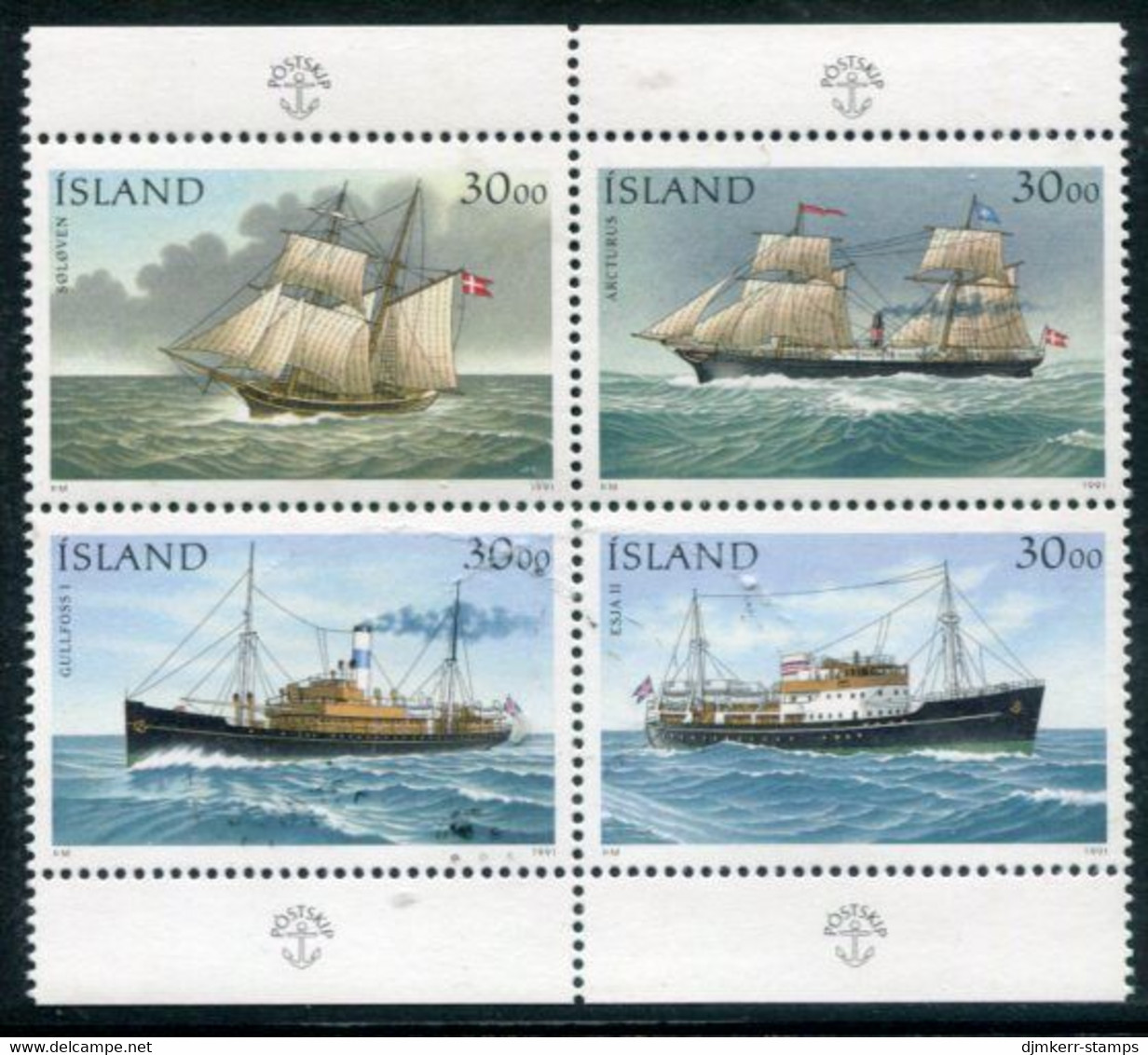 ICELAND 1991 Stamp Day: Mail Ships MNH / **.  Michel 752-56 - Unused Stamps