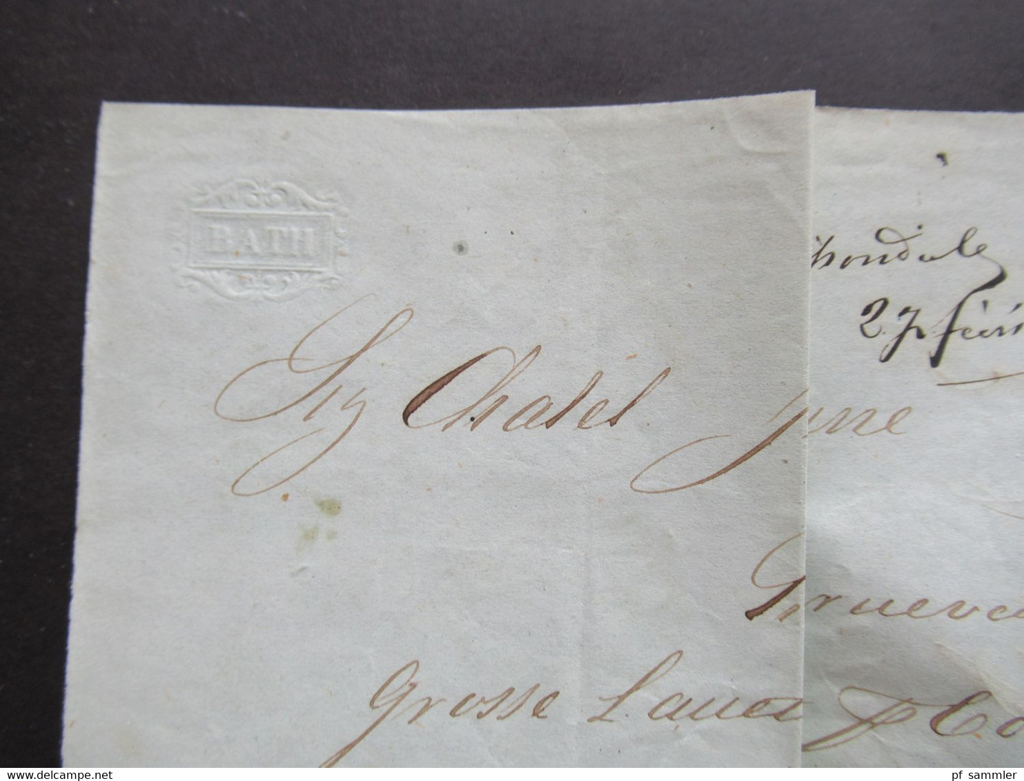 Italien 20.2.1848 Livorno - Paris Schiffspost ?! roter Stempel Tosc. Marseille 2 Taxvermerk 16 Faltbrief mit Inhalt