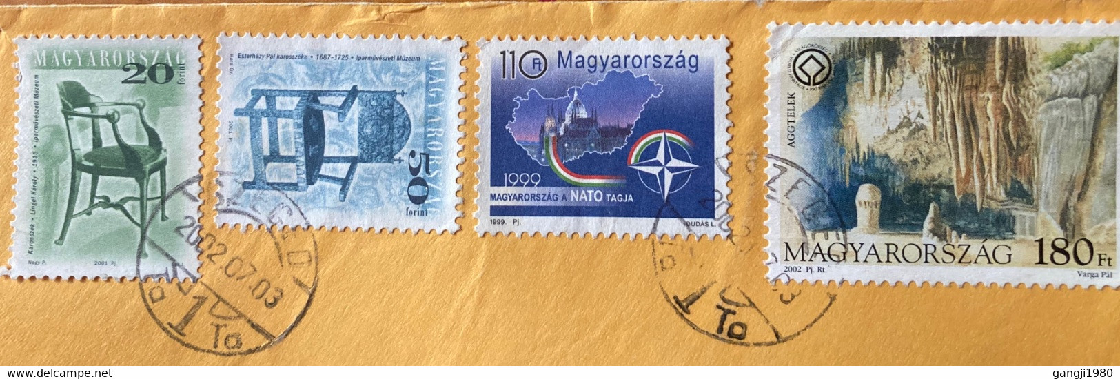 HUNGARY 2017, AIRMAIL COVER TO INDIA,4 STAMPS, NATURE ,MAP,BUILDING ,ANTIQUE CHAIR SZEGEO CITY CANCELLATION - Covers & Documents