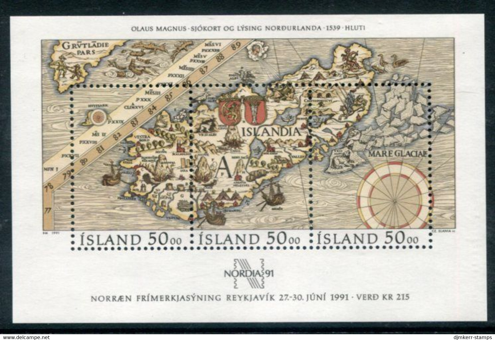 ICELAND 1991 NORDIA '91 Block MNH / **.  Michel Block 12 - Unused Stamps