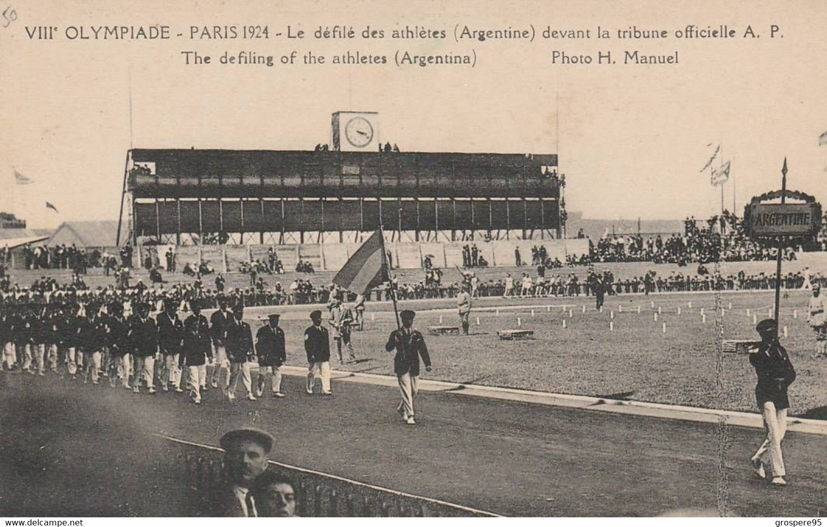 OLYMPIADE VIIIe PARIS 1924 LE DEFILE DES ATHLETES ARGENTINE (stade De Colombes) RARE - Olympische Spelen
