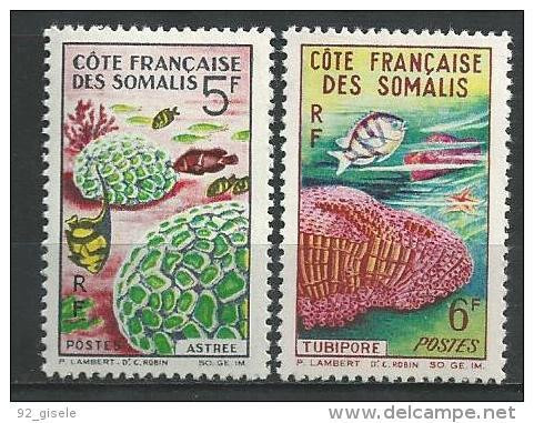 Cote Somalis YT 316 & 317 " Coraux " 1963 Neuf** - Unused Stamps