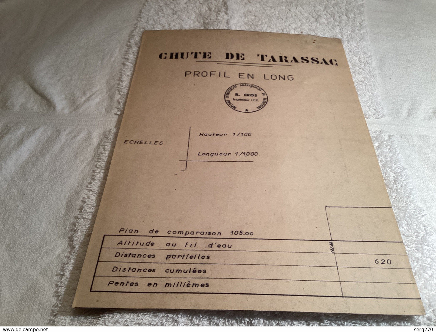 Plan Des Sammy Chute De Trassac Profil En Loup Diplôme D’université Aménagement Du Territoire Ingénieur IPF 1960 - Travaux Publics