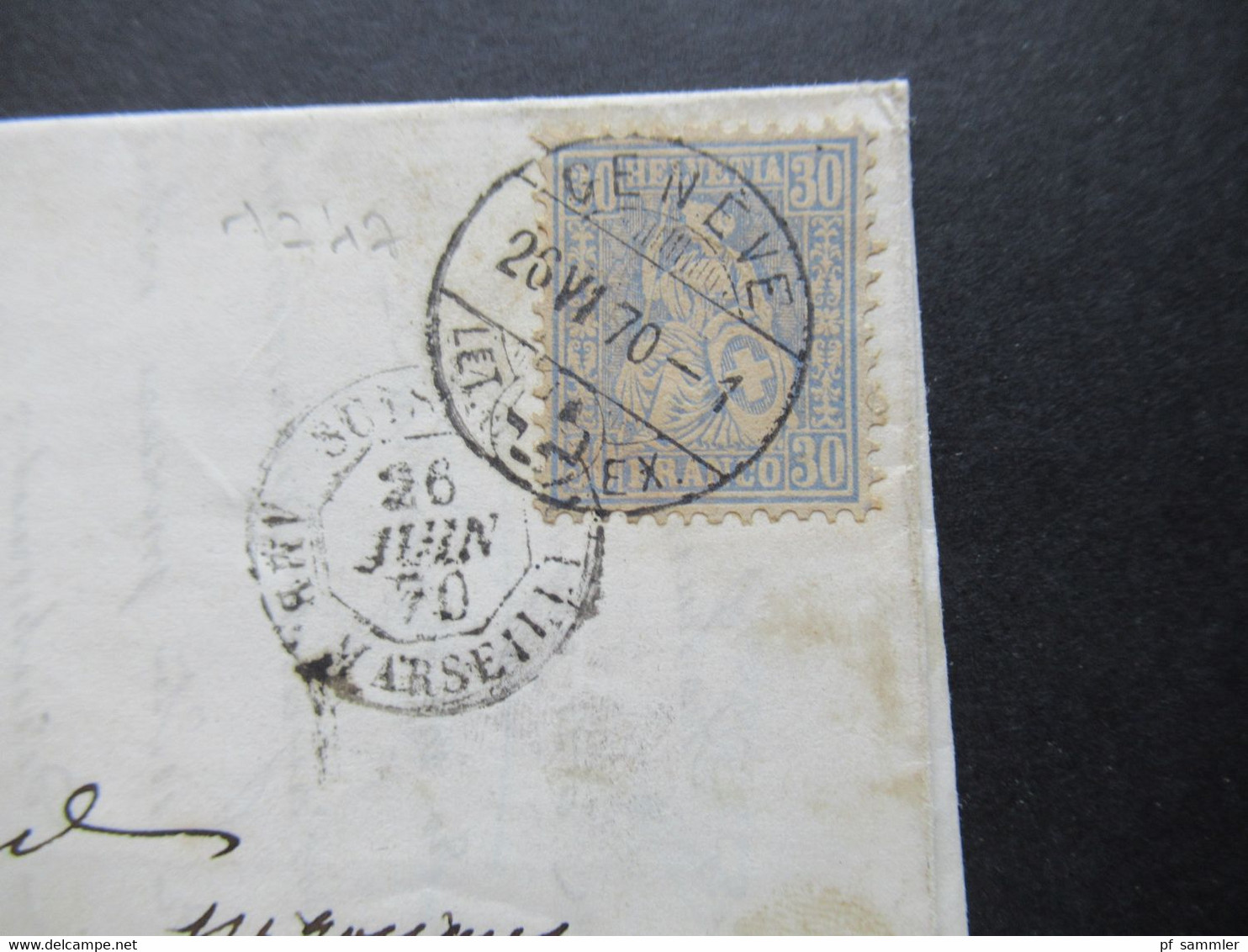 Schweiz 1870 Sitzende Helvetia Nr.33 EF PD Brief Geneve - Paris Und Weitergeleitet Nach Tournon / Suisse AMB Marseille - Briefe U. Dokumente