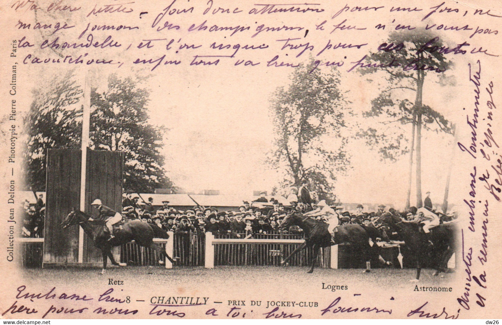 Hippisme à Chantilly: Prix Du Jockey Club 1903 - Arrivée De Retz - Collection Jean Delton - Hípica